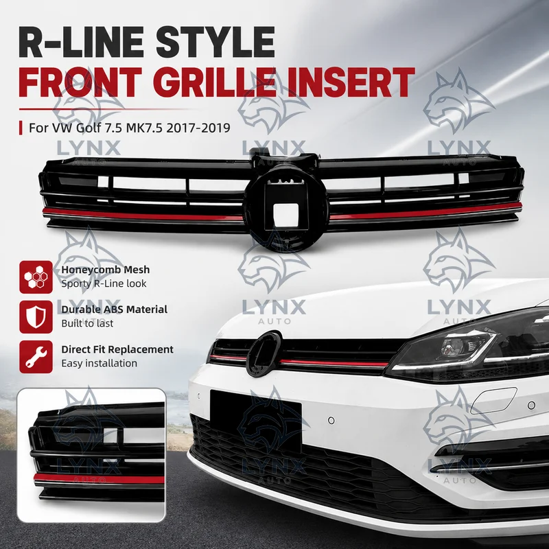 For Volkswagen Golf 7.5 MK7.5 R-Line Style 2017-2019 Front Bumper Grille Honeycomb Mesh Insert Cross-border Modification