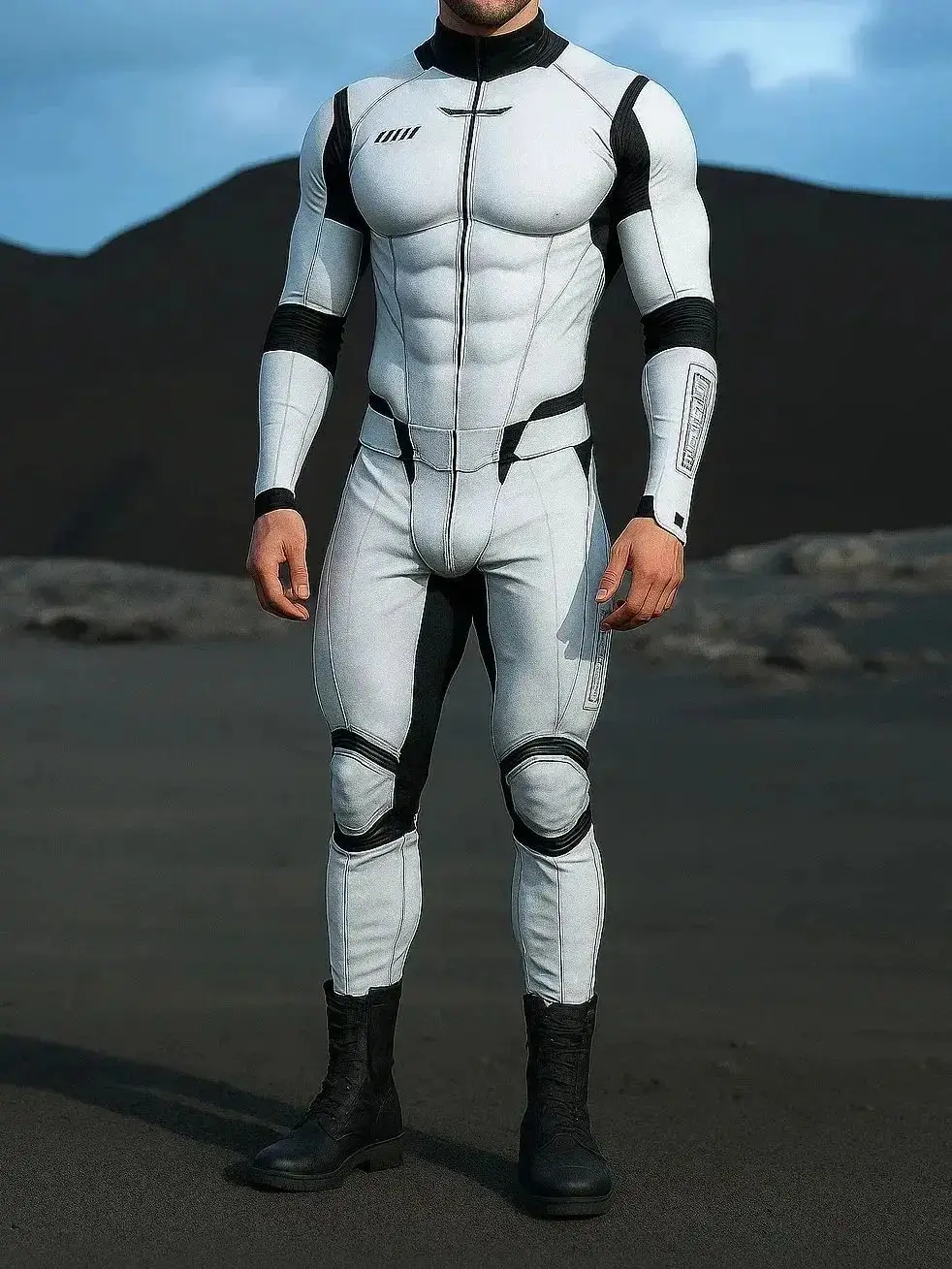 AliExpress NONE Men CyberPunk Storm Soldier Jumpsuit Adults Mechanical Cosplay Bodysuit Halloween Carnival Party Cycling Catsuit