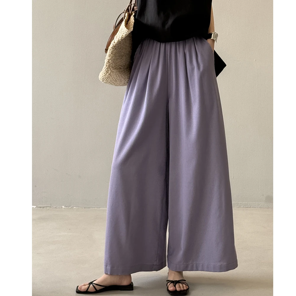 

New Arrival Women Summer Wide Leg Pants High Waist Cotton And Linen Stright Pants Female Women Clothes Ankle Length Trousers