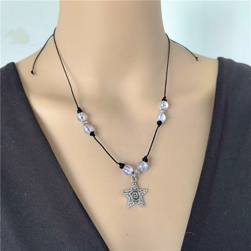 2000s Necklaces Silver Color Swirly Star Chokers Celestial Best Friends Celestial Gift for Friend Necklaces Pendant Men Women