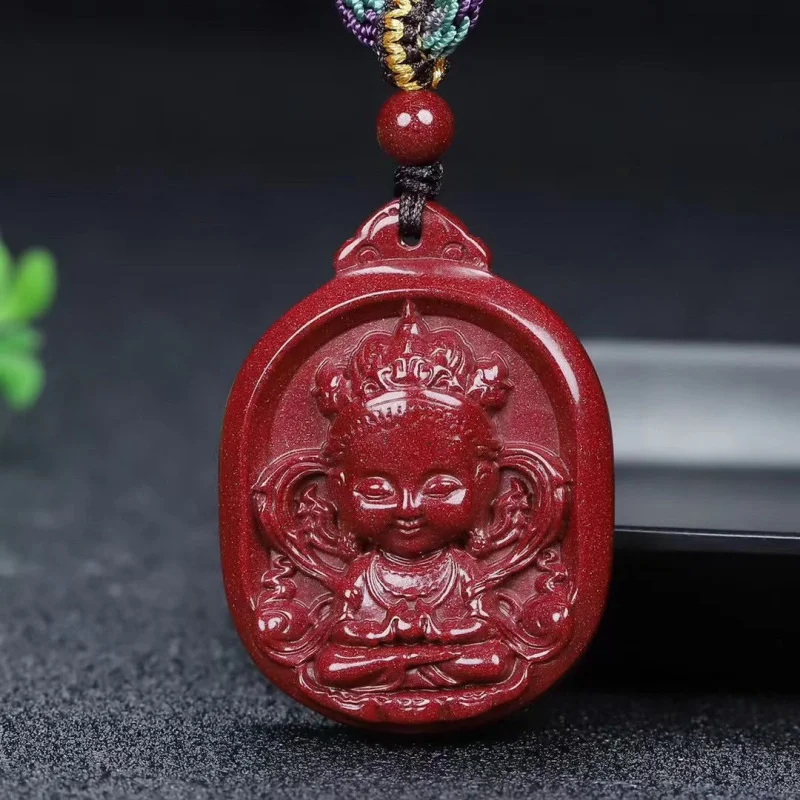 Natural green Tara pendant high-content purple gold sand Guardian God retro men's and women's ornaments