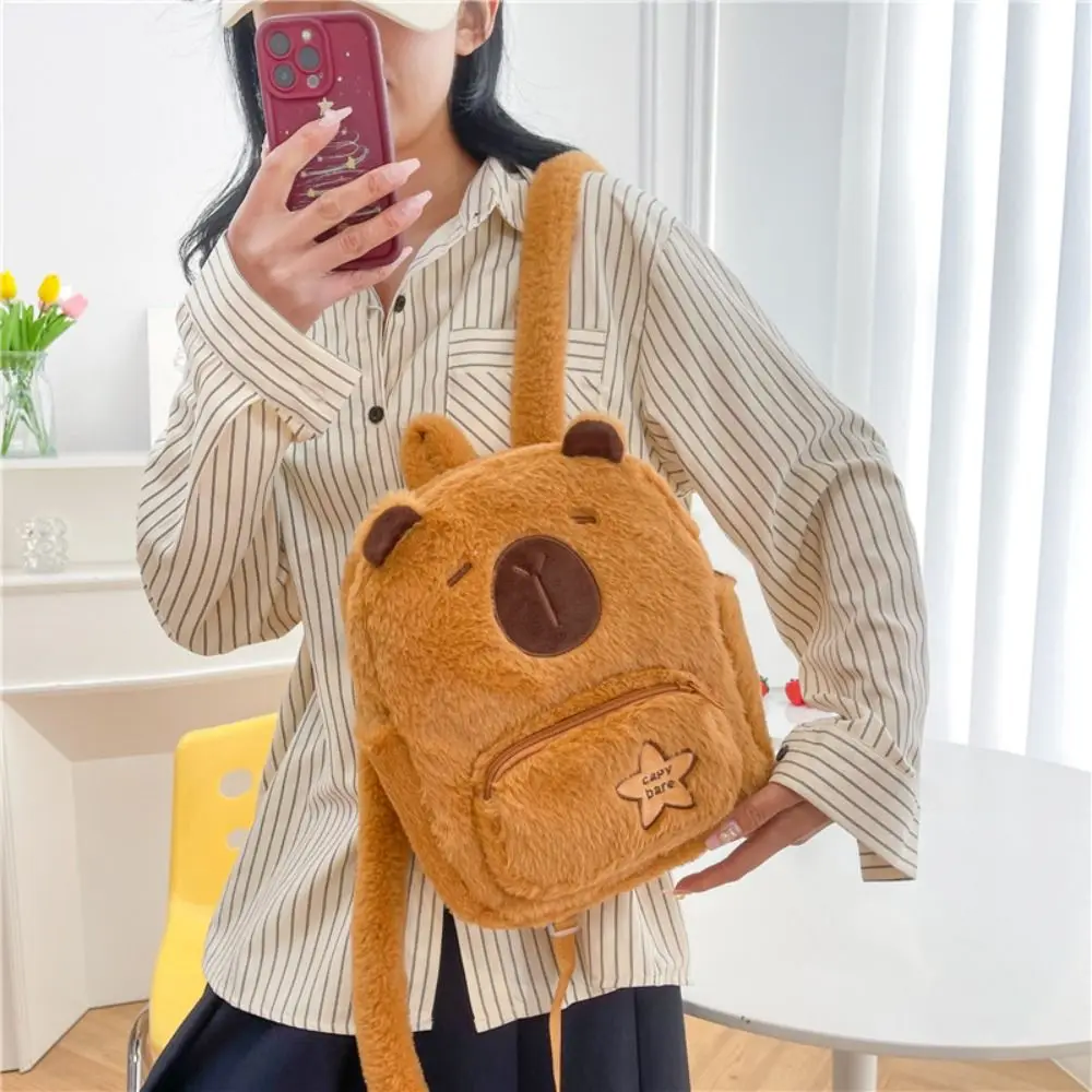 Gift Cartoon Capybara Plush Backpack Cute Kawaii Capibala Bag Funny Large Capacity Tote Bag