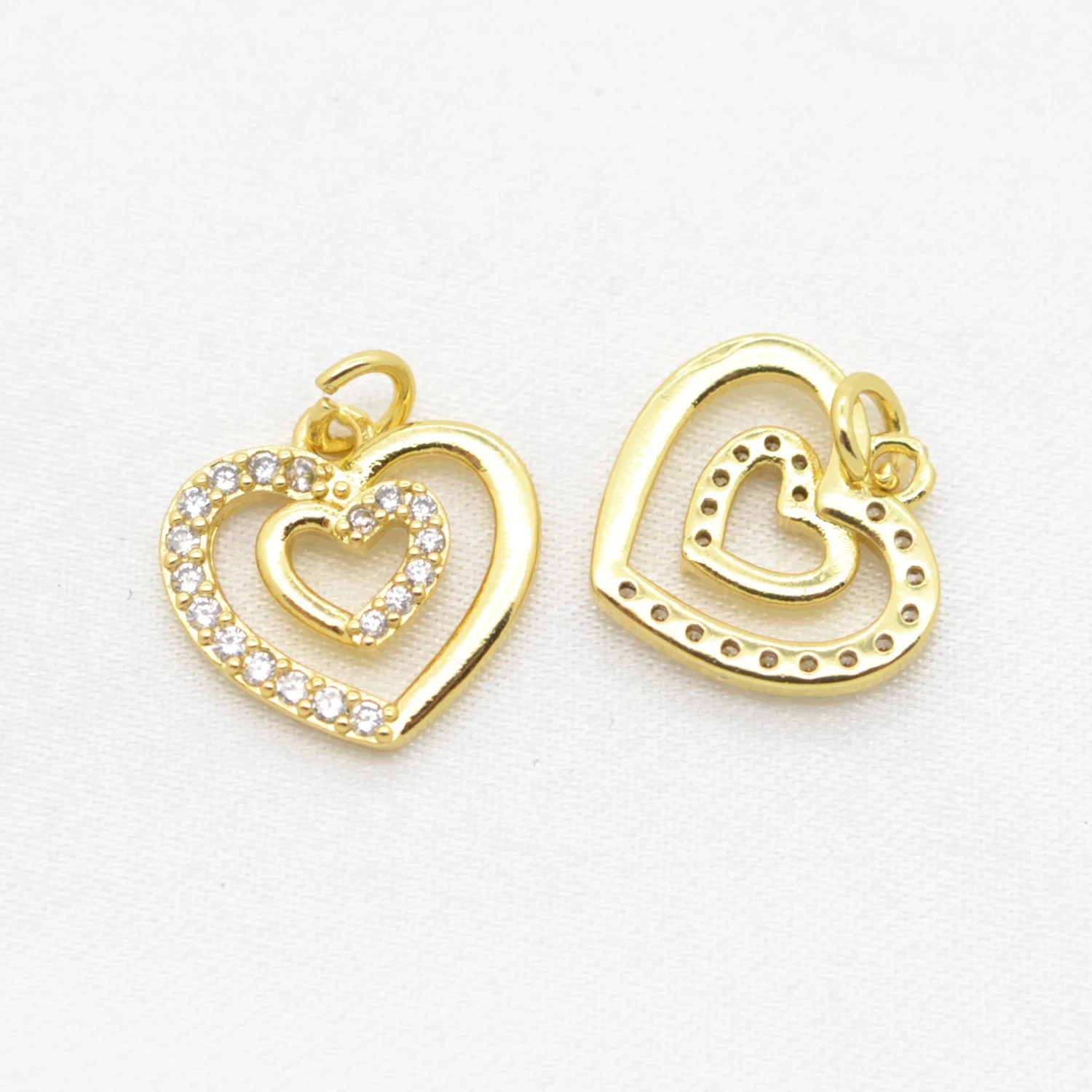 17 Pcs Brass Zircon Pendant Diy Bracelet Necklace Earring Jewelry Making Parts Elephant Heart Star Horseshoe Hollow Accessories