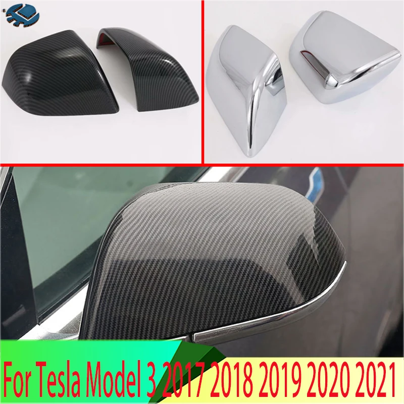 

For Tesla Model 3 2017-2022 2018 2019 2020 2021 ABS Door Side Mirror Cover Trim Rear View Cap Overlay Molding Garnish