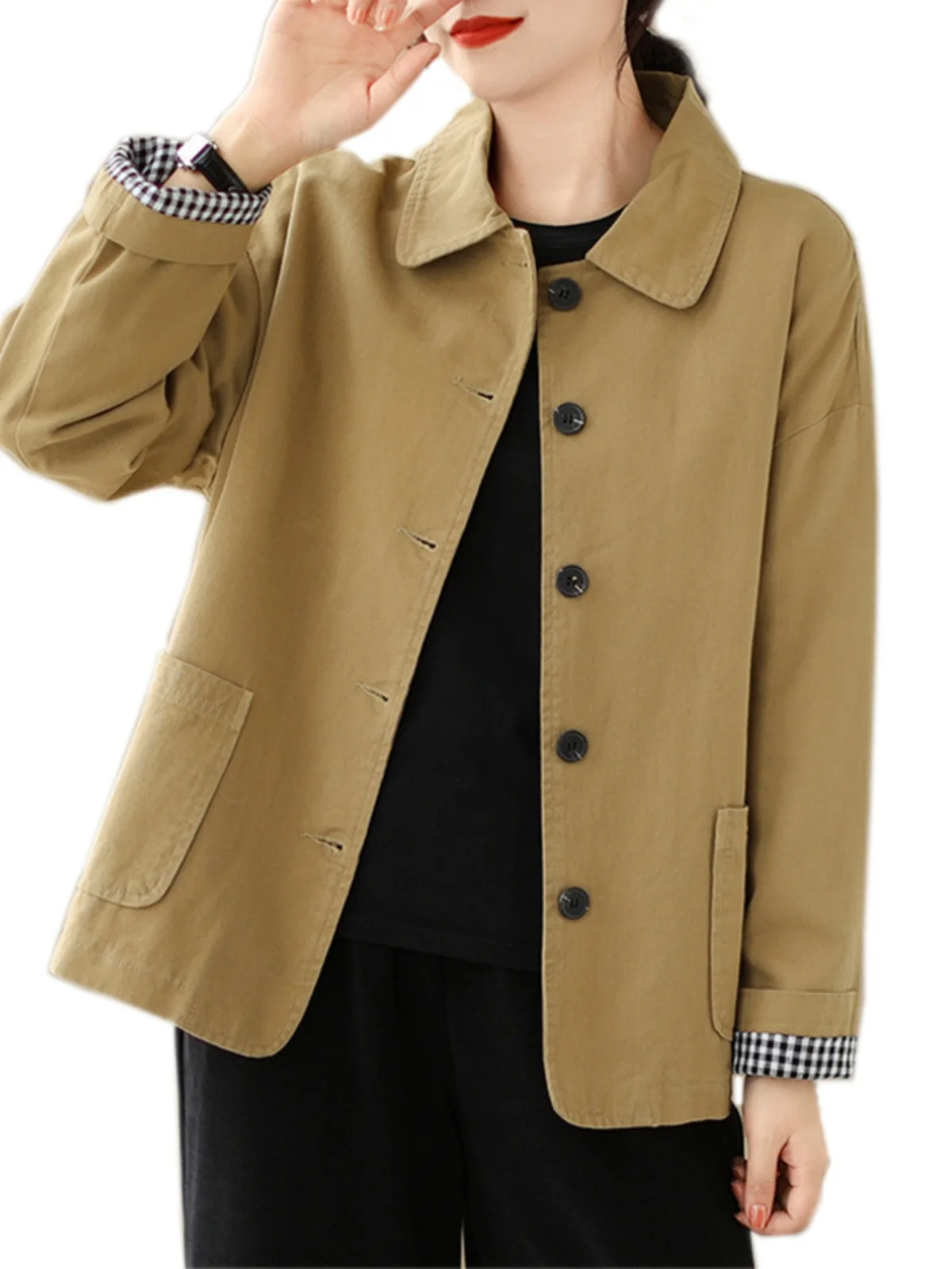 เสื้อผ้าลำลองสำหรับผู้หญิง ทรงหลวม ผ้าฝ้ายออร์แกนิก สำหรับฤดูใบไม้ผลิและฤดูใบไม้ร่วง รุ่นใหม่ ปี 2025 สไตล์อเนกประสงค์ เหมาะกับทุกวัย