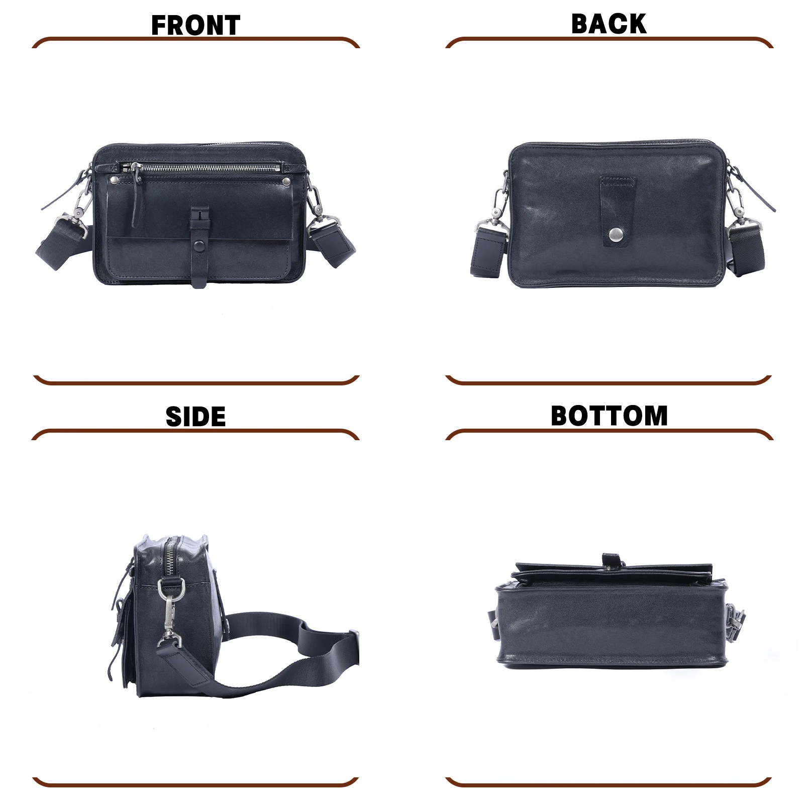 Vintage-Umhängetasche für Herren aus hochwertigem Rindsleder, modische Casual-Crossbody-Tasche, pflanzlich gegerbte Echtleder-Schultertasche – Detail 21