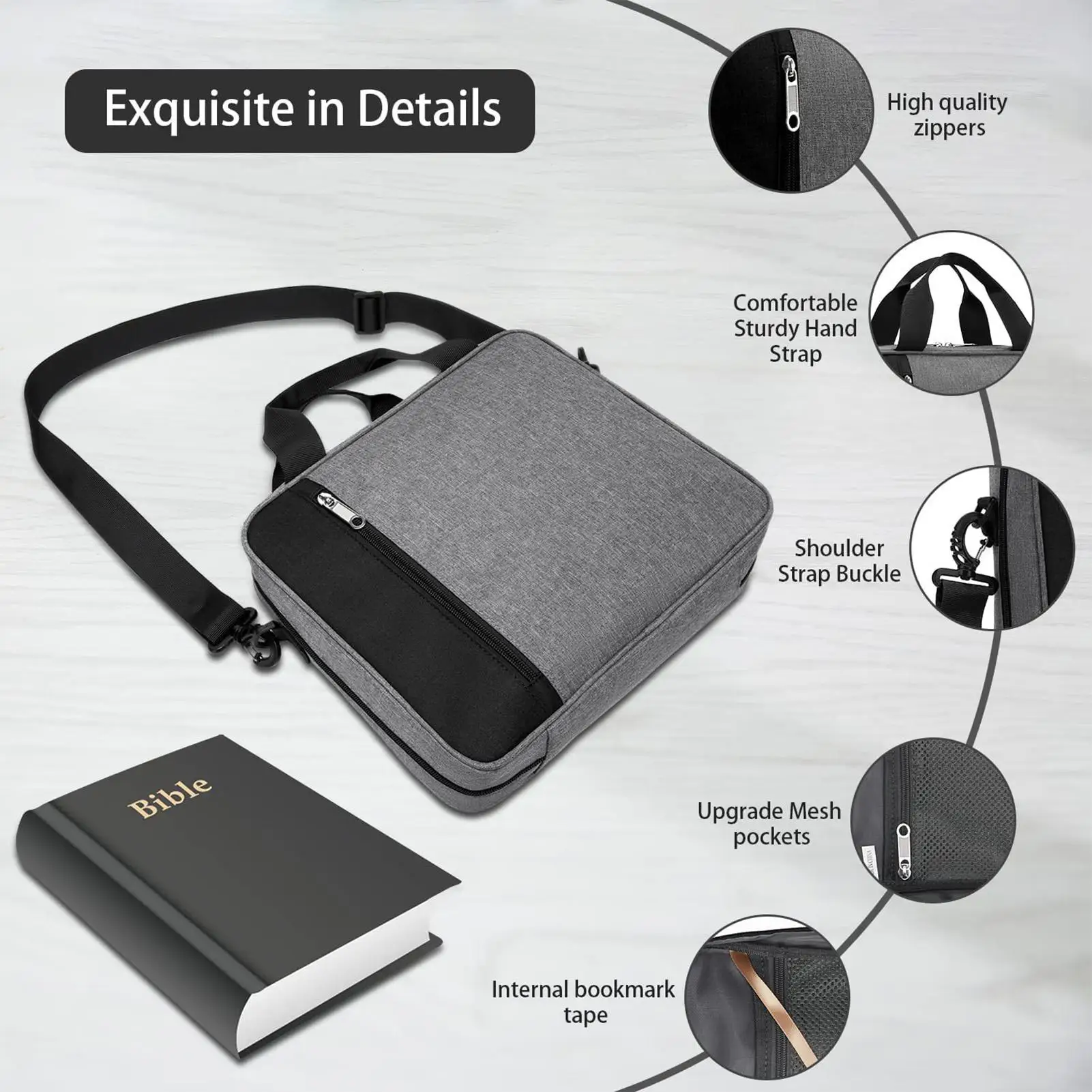 

Men Church Bible Bag Scripture Carrying Book Case With Shoulder Strap Bible Cover Case With Handle And Zippered Pocket