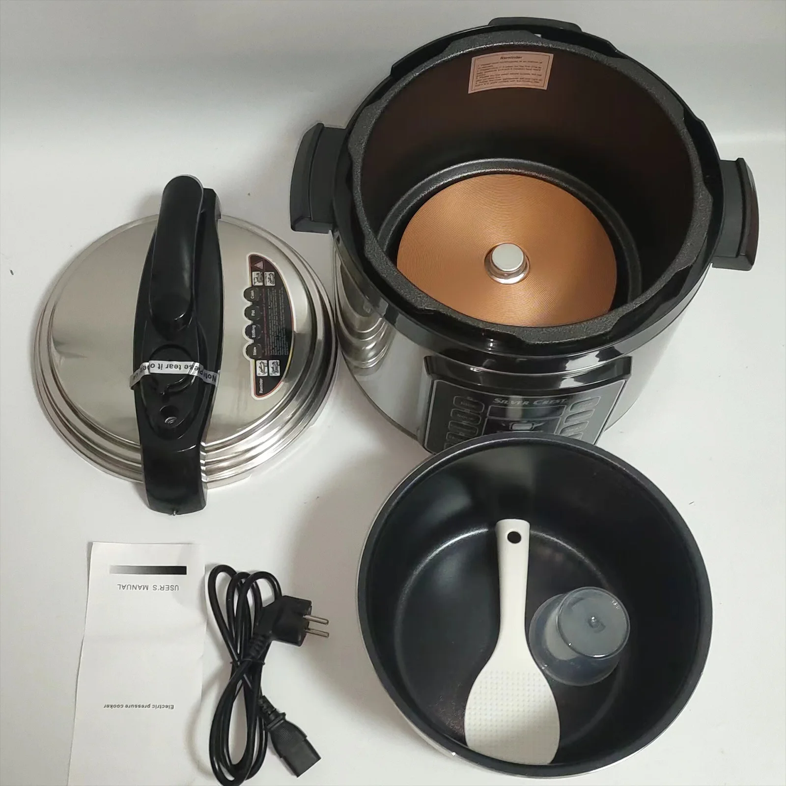 Large Pressure Cooker 5L Stainless Steel Pot Nonstick Electric Rice Cooker Household Multiuse Kitchen Accessory for Outdoor Use