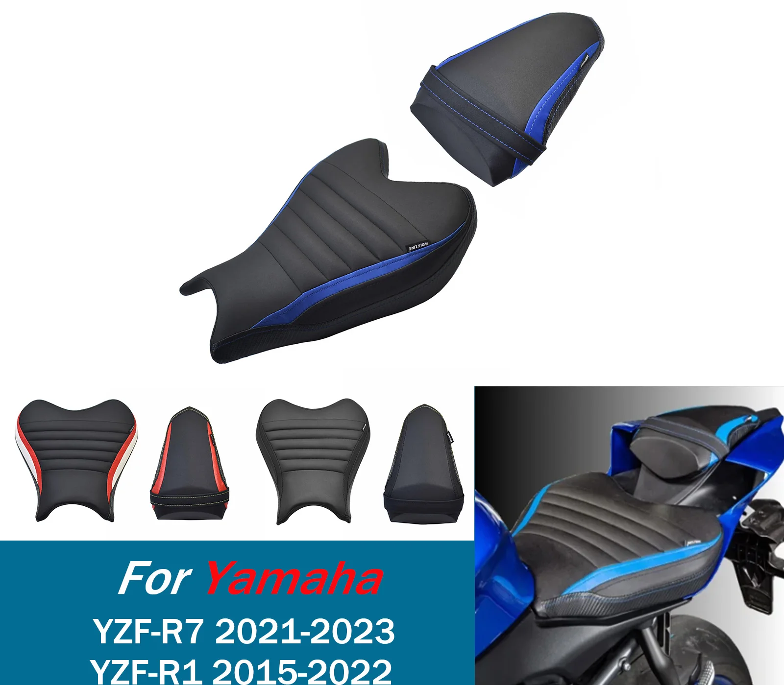 

YZF-R7 YZF-R1 переднее сиденье водителя для Yamaha YZF R1 2015-2022 YZF-R7 2021-2023, чехол для подушки заднего пассажирского сиденья мотоцикла