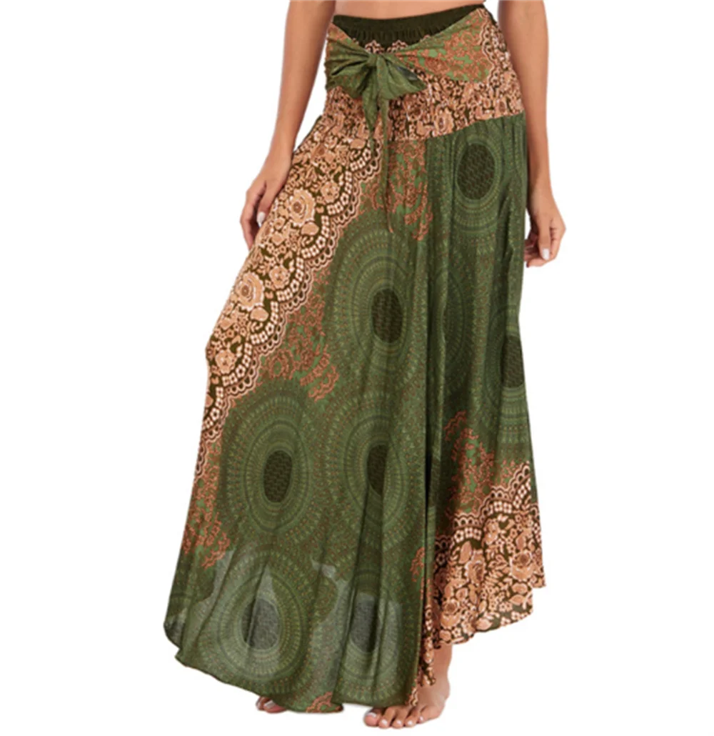 Maxi Boho Lange Röcke für Damen Bohemian Rock mit Blumenmuster Gypsy Boho Hippie Yoga Urlaub Strand – Detail 39