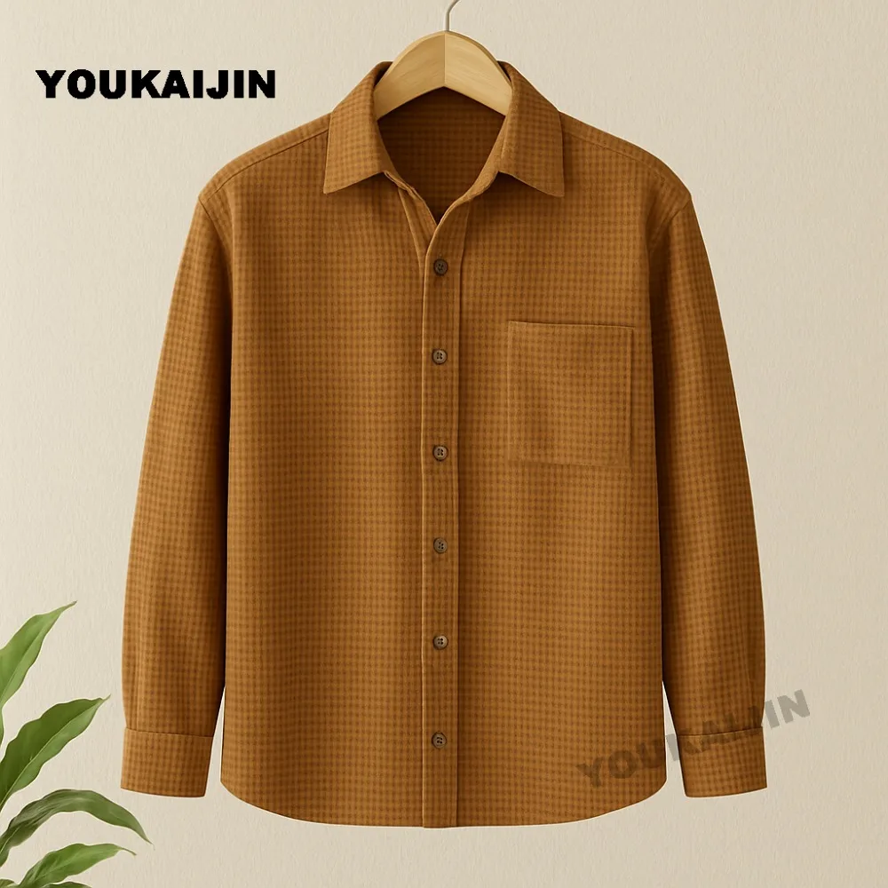 

Retro Workwear Suit Men's Waffle Button Down Shirts Jackets Casual Long Sleeve Shacket Lightweight Overshirts
