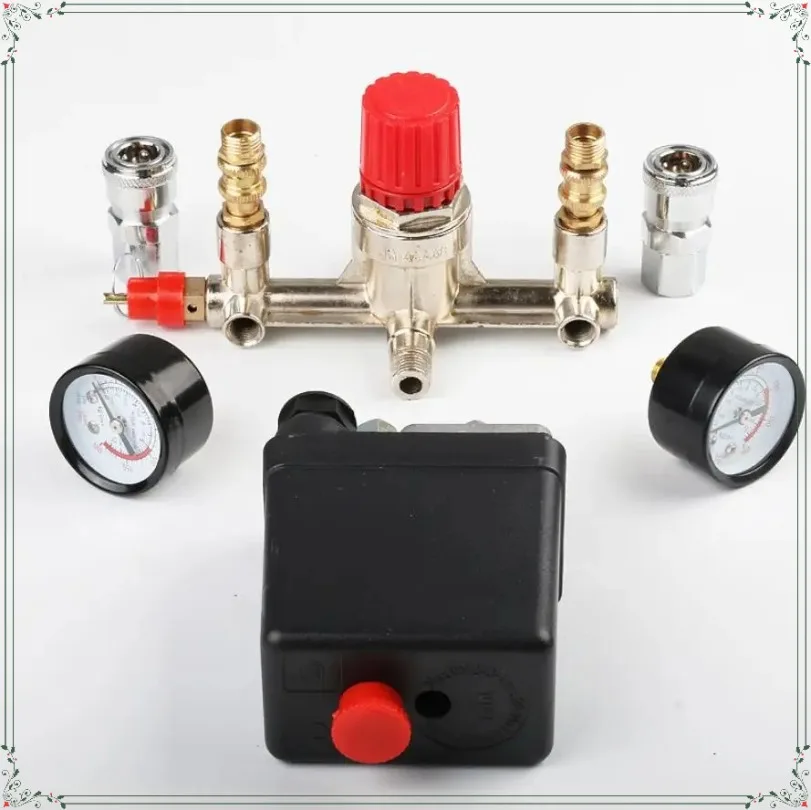 

220V Air Compressor Pressure Valves Switchs Manifold Regulator Gauge Dropshipping