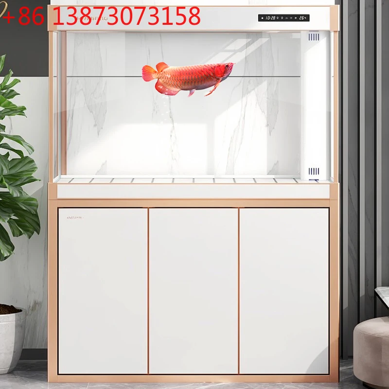 Acuario yj5 grande para sala de estar, de lujo, con cristal ultra blanco, filtro inferior sin agua, para peces arowana.