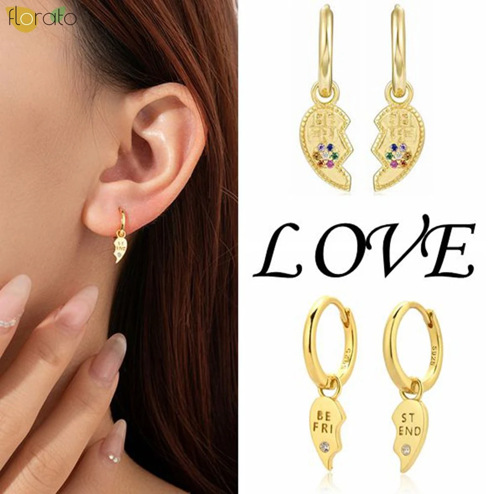 925 Sterling Silver Ear Needle Exquisite Luxury Gold Silver Hoop Earrings Unique Half Heart Design Women's Earring Jewelry Gift