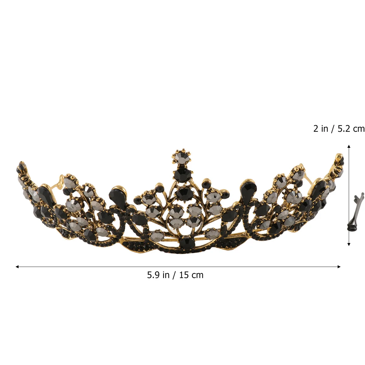 

1Pcs Luxury Baroque Crystal Black Crown Elegant Rhinestone Queen Tiara Wedding Engagement Hair Accessories Water