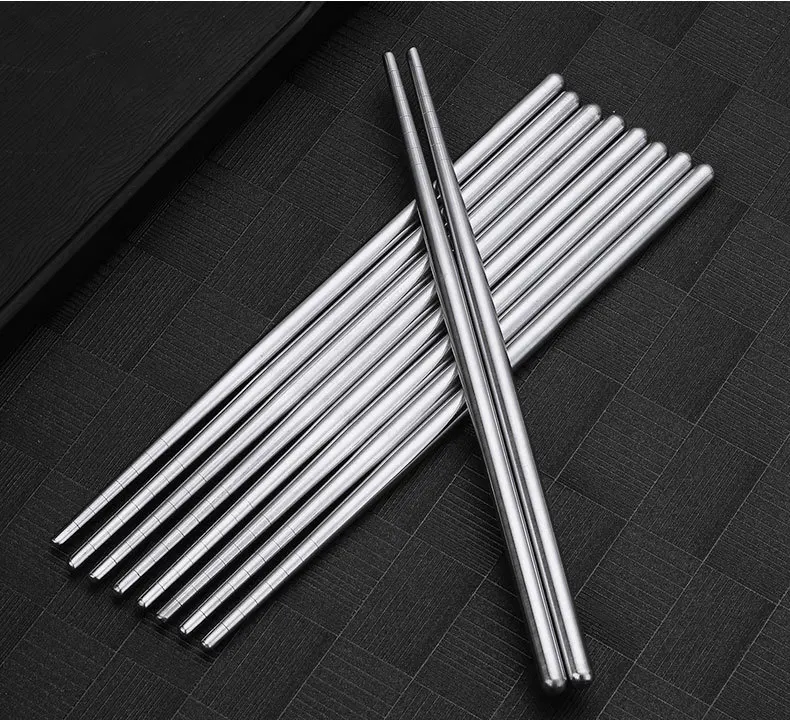 2-5 Paar Essstäbchen 304 Edelstahl rutsch feste Essstäbchen Metall Sushi-Sticks koreanische japanische Lebensmittel chinesische Essstäbchen – Detail 11
