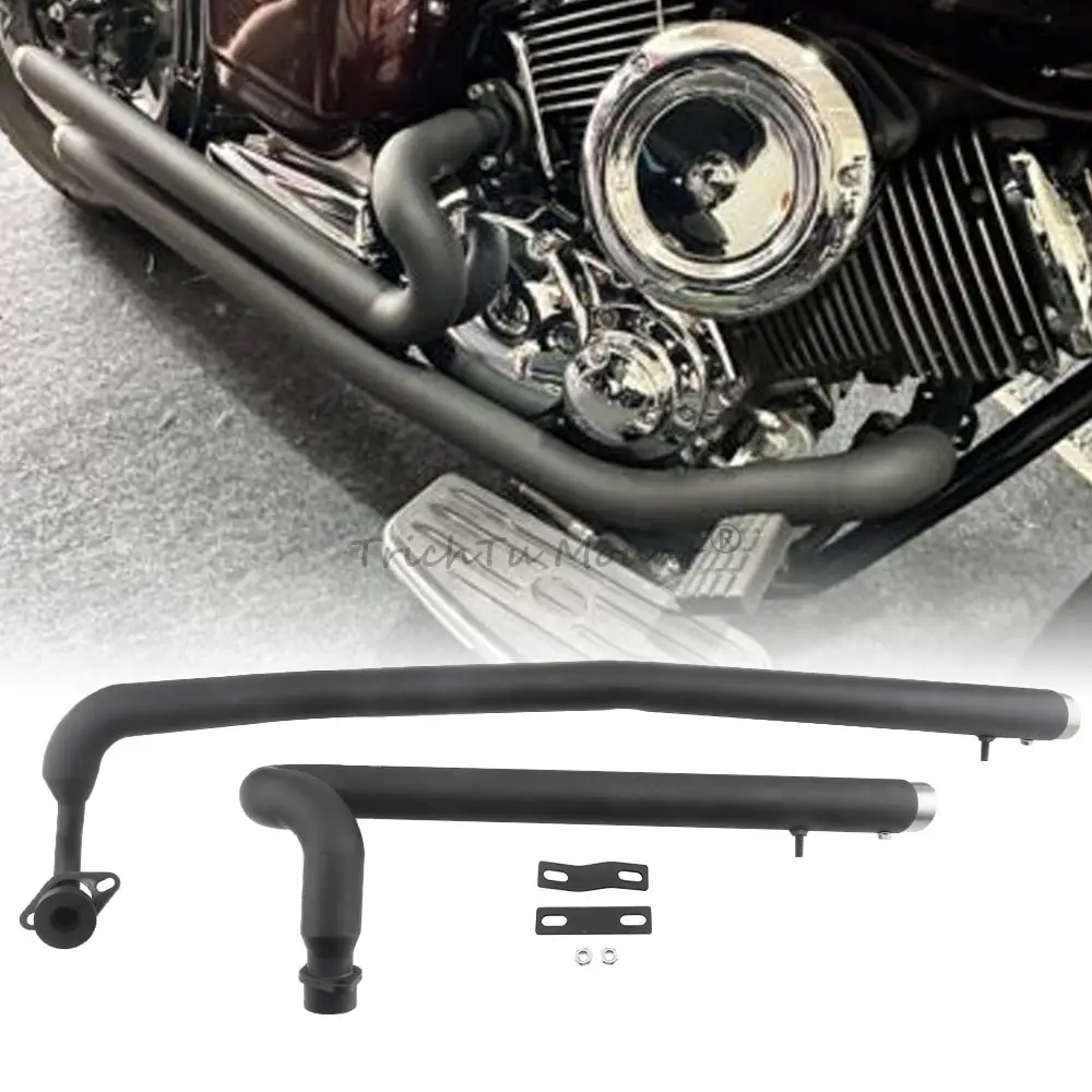 Sistema de escape completo para Yamaha V Star 1100 Custom Classic Drag Star, todos los modelos, silenciador de motocicleta, tubo de escape, negro/cromado