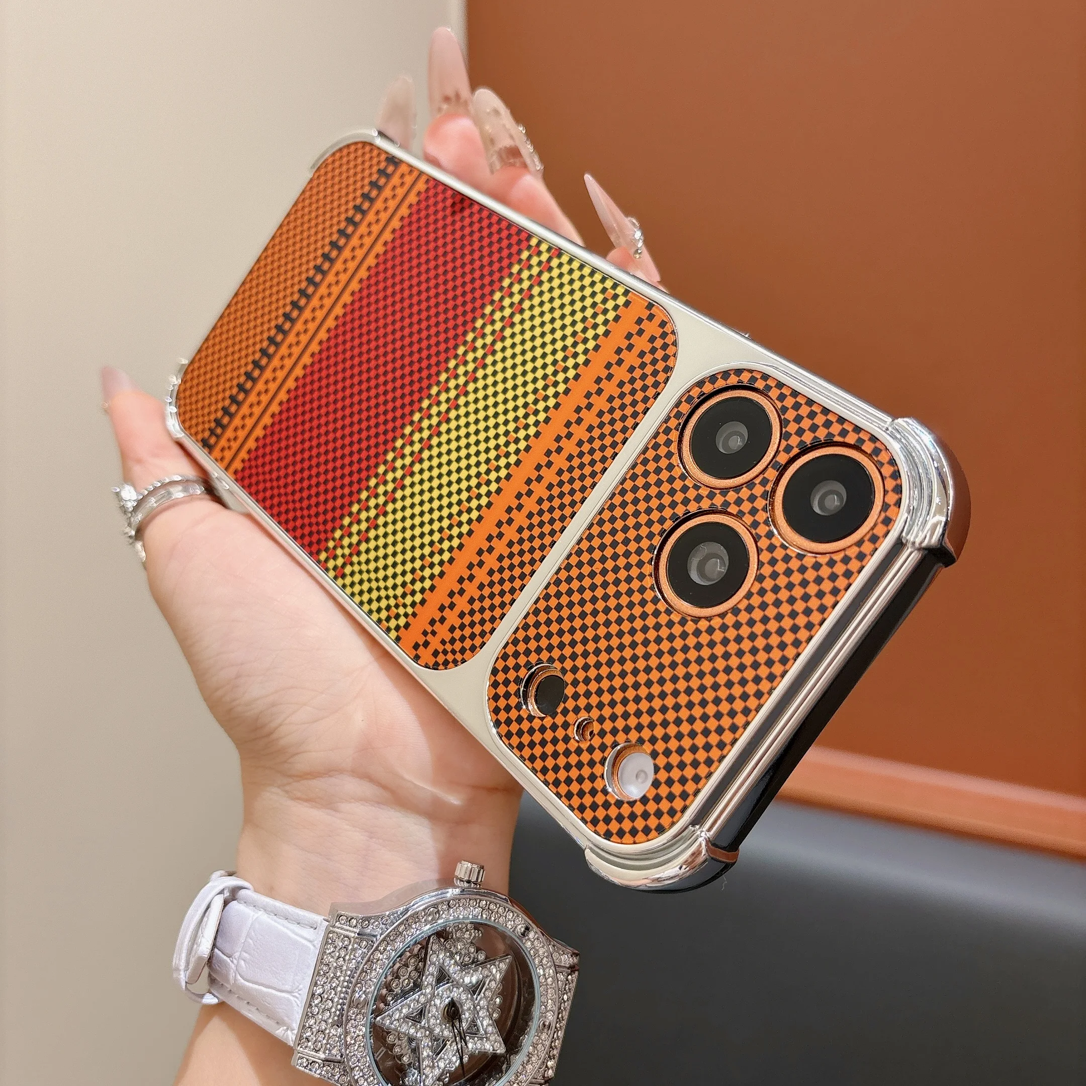 Original Matte Carbon Fiber Kevlar Texture PC Phone Case For iPhone 17 16 Plus 15 14 13 12 11 Pro Max Soft Plating Bumper Cover