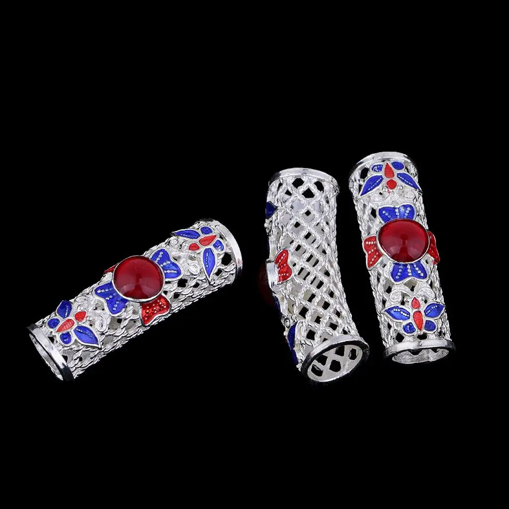 3 Pieces Tibetan Silver DIY Hollow Metal Curved Tubes Beads Jewelry Making Findings Supplies DIY Bracelets Bangles Craft