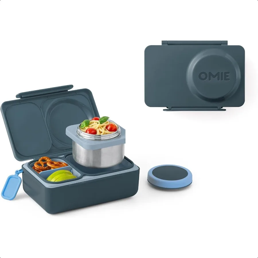 

OmieBox UP bento Box for Insulated Lunch Box Leak Proof Food jar Cooler ice Pack 2 Compartments Graphite