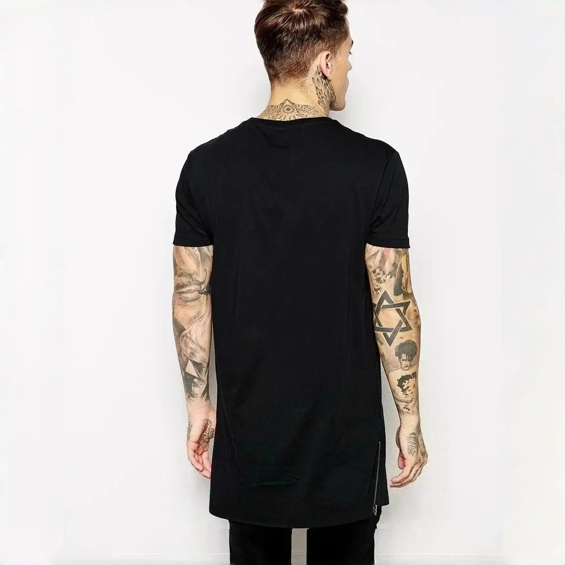 2026 MRMT Mens Zipper Long T-Shirt Arc Hem Men\'s Cotton T Shirts Tee Tops Man Extra Long T Shirt for Male Brand New Tees Shirt