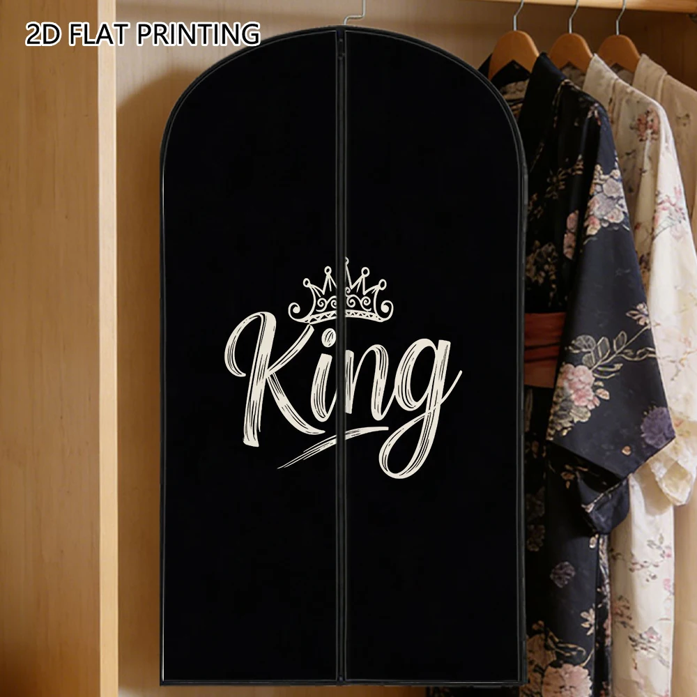 1pc king crown letter Compressed Dust Cover Clothes Compression Hanging Storage Bag Household Wardrobe Organizer