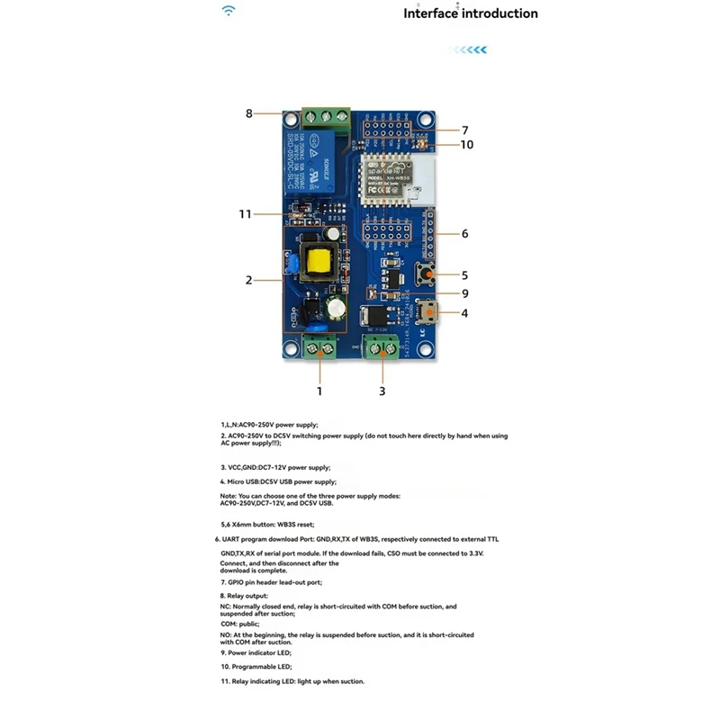 BK7238 WIFI Bluetooth Relay Module Development Board AC/DC Power Supply For Remote Control Smart Home Applications