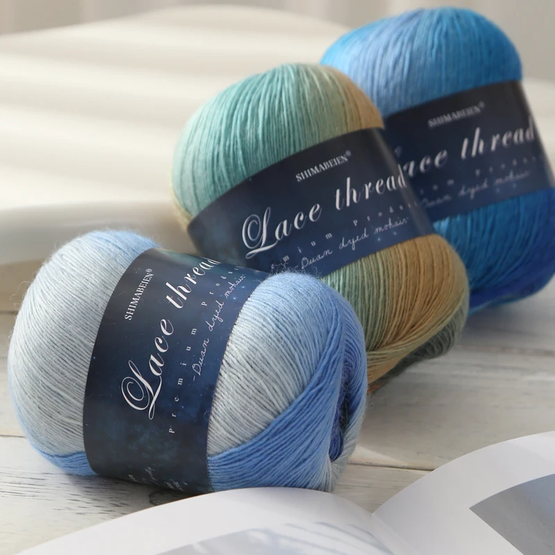 

300 г радужной градиентной длинной окрашенной шерстяной пряжи, ручная вязка, материал «сделай сам» для женщин, шалей, шариков, шарфов и свитеров, шарики из пряжи для изготовления цветов, 1 пакетик = 3 шт. = 300 г