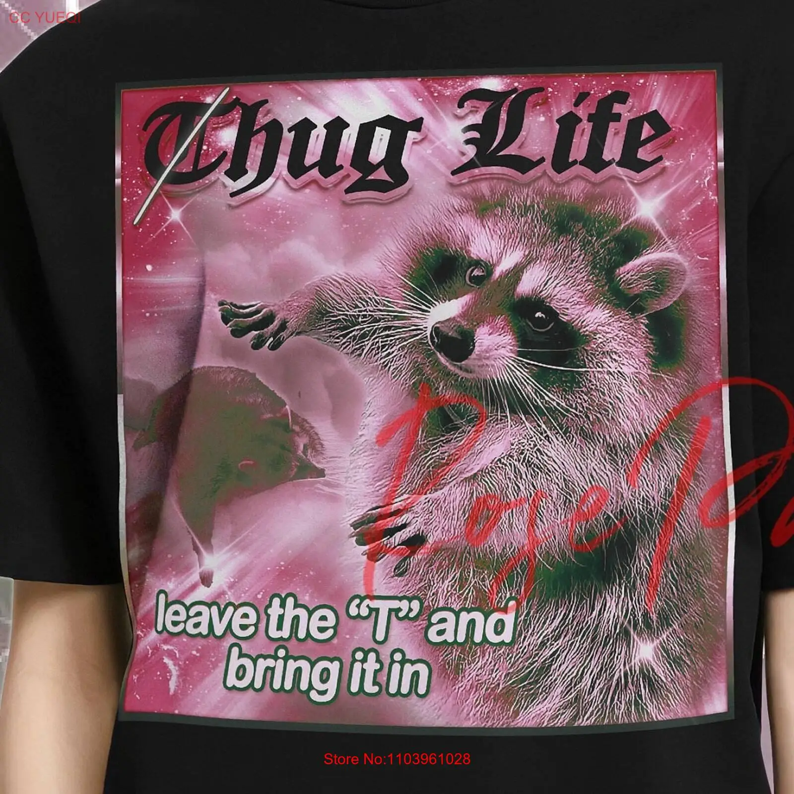 Рубашка с надписью THUG LIFE Hug Life, рубашка opossum Lover, рубашка possum, Racoo