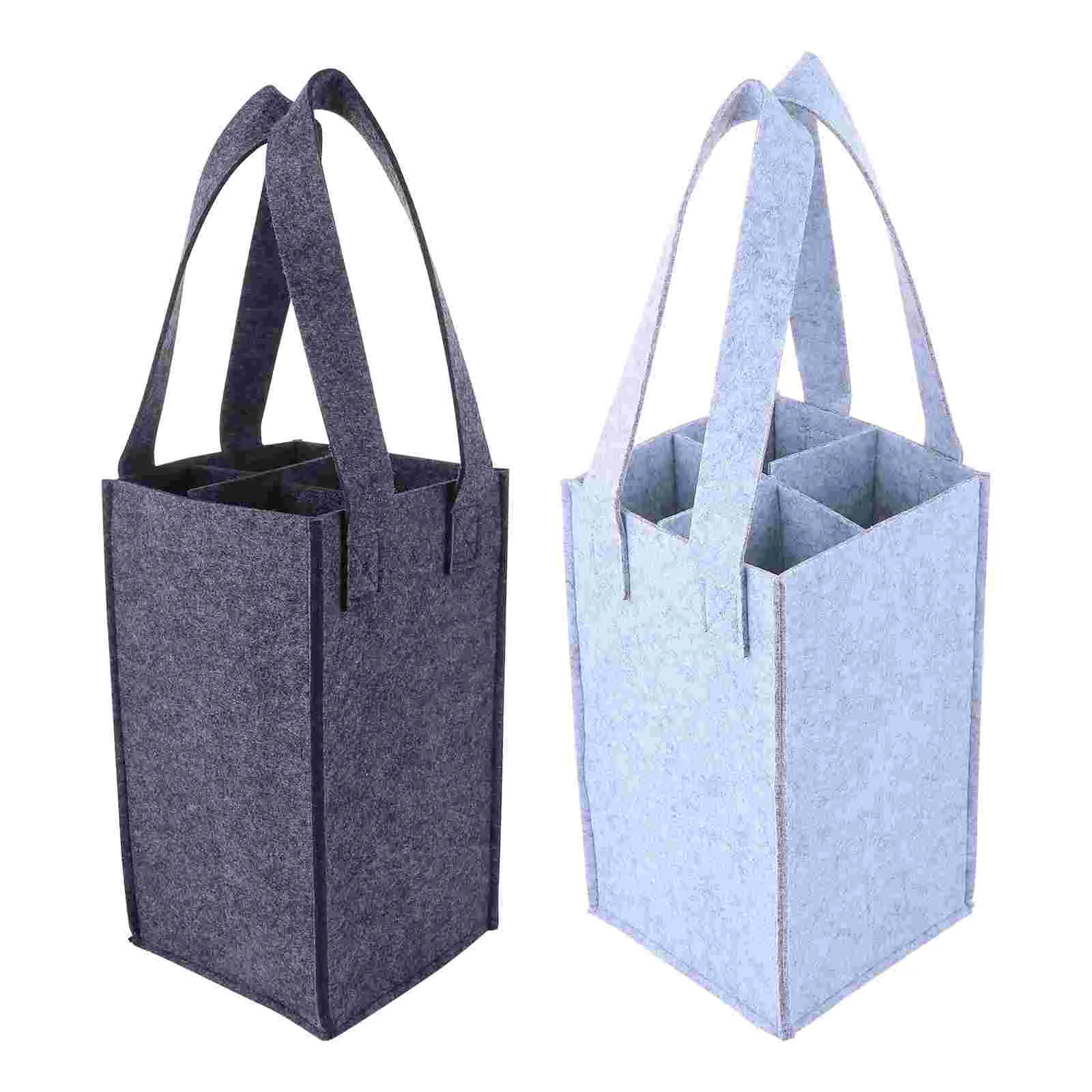 

2 Pcs Bag Multi-Grid Storage Pouch Portable Felt Tote Carrier Travel