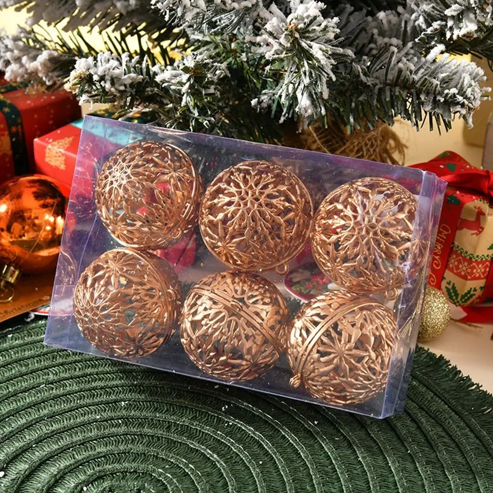 

6Pcs 6CM Christmas Glitter Ornament Balls Plastic Red Christmas Ball Pendants Gold Decorative Christmas Tree Decoration New Year