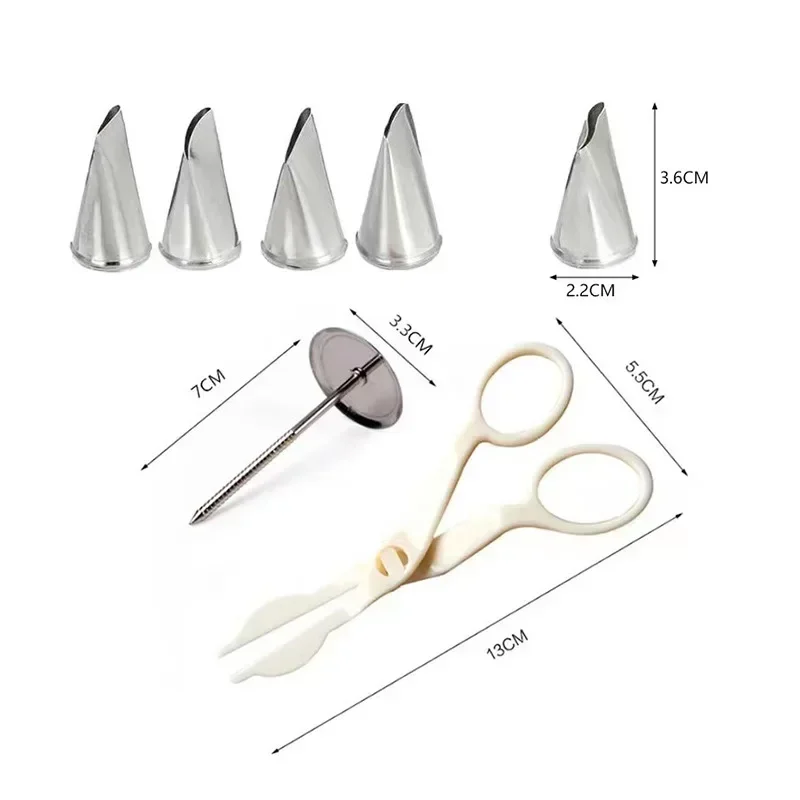 

Flower Scissor Cake Tray Tulips Rose Nozzle Nail Decor Lifter Fondant Cream Decorating Dessert Shop Bakeware Kitchen Baking Tool