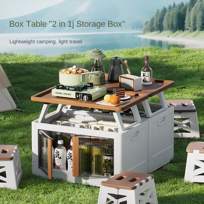 Outdoor Camping Large-capacity Folding Box, Car-mounted Debris Storage Box, Household Plastic Multi-functional Table Storage Box