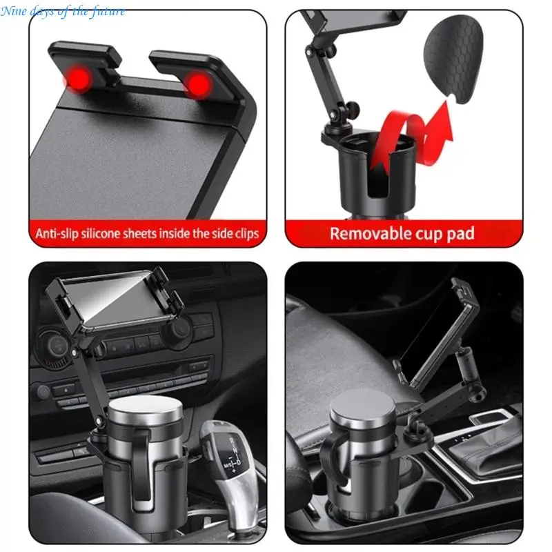 Car Cup Holder Expander 360 Degree Rotation Adjustment Cellphone Mount E65A