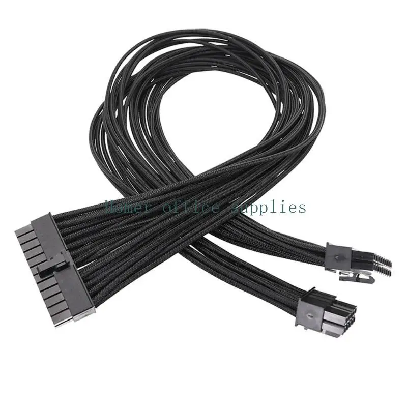 

K43B 10Pin+18Pin to 24Pin Modular Power Cable 18AWG Black Flat Cable for Computer Power Supply