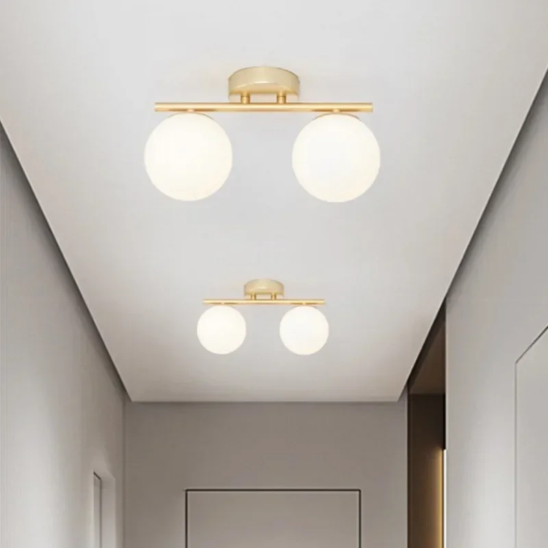 

Corridor Aisle Simple Modern Creative Personality Gold LED Ceiling Light Nordic Iron Glass Lamp Entrance Cloakroom Balcony Light