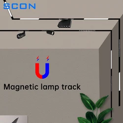 SCON portalampada magnetico creativo larghezza 34mm alluminio 0.5M 1M faretto da incasso a LED a sospensione con supporto magnetico a binario