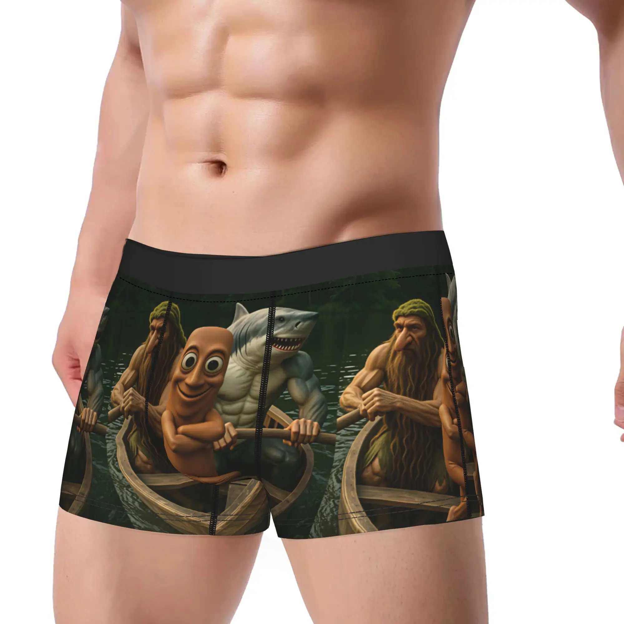 Tung Tung Sahur Boat Adventure Crew With Monster Underwear Man Underpants Design Classic Boxer Shorts Trenky Shorts Briefs
