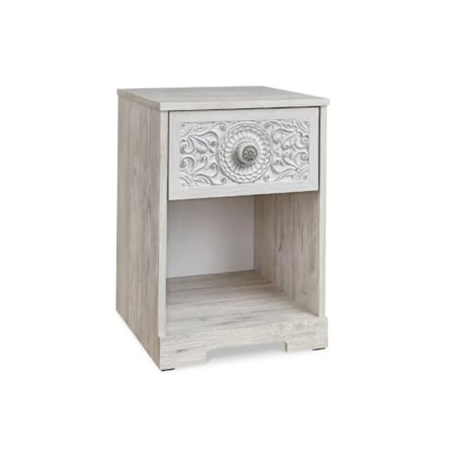 

Paxberry Bohemian 1 Drawer Nightstand with Open Cubby 22.09" Tall White