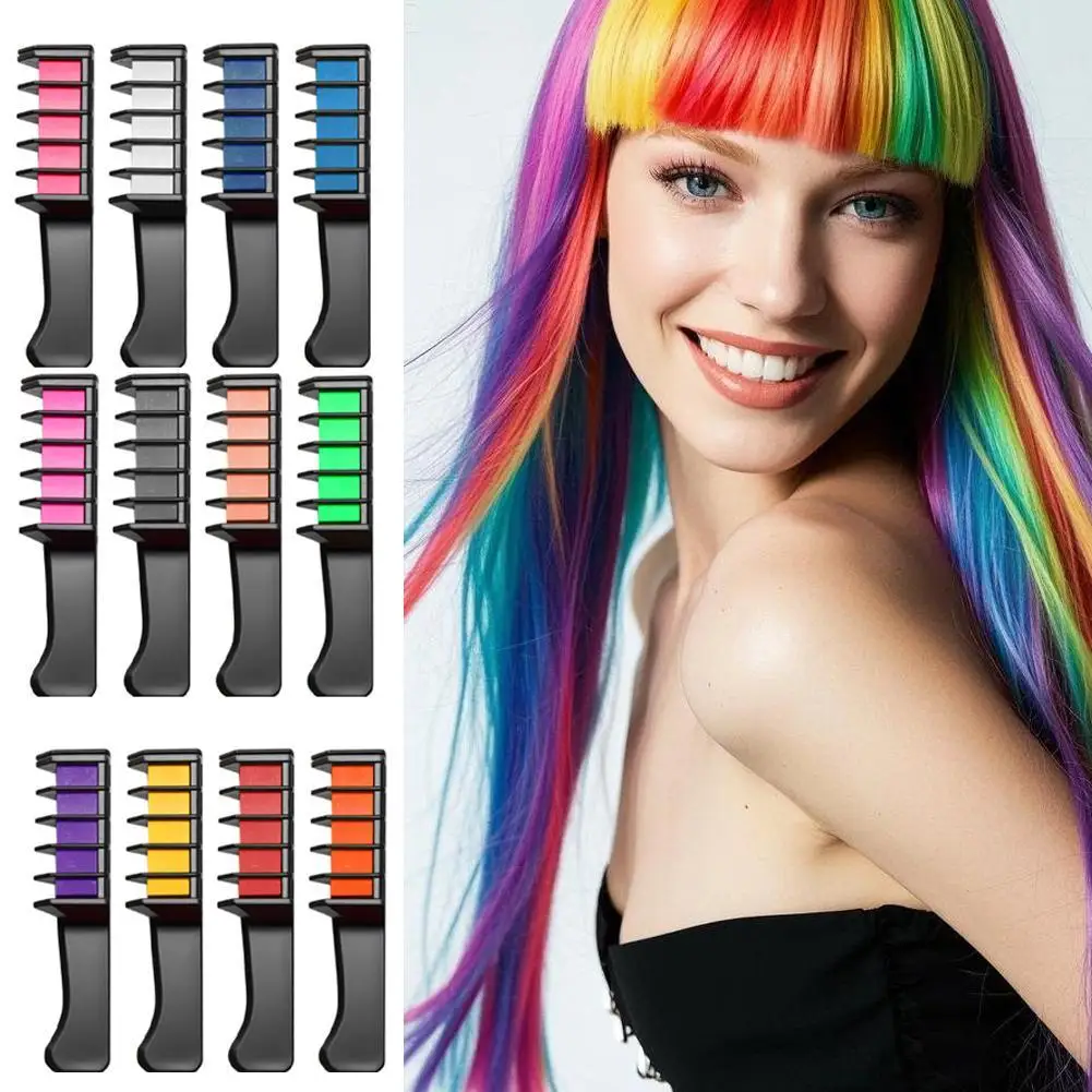 12 Colors Hair Chalk Set,Fashion Colored Quick Wash Out & Safe for Daily Use Temporary Paint Hairs Girls Woman Party & Cosplay