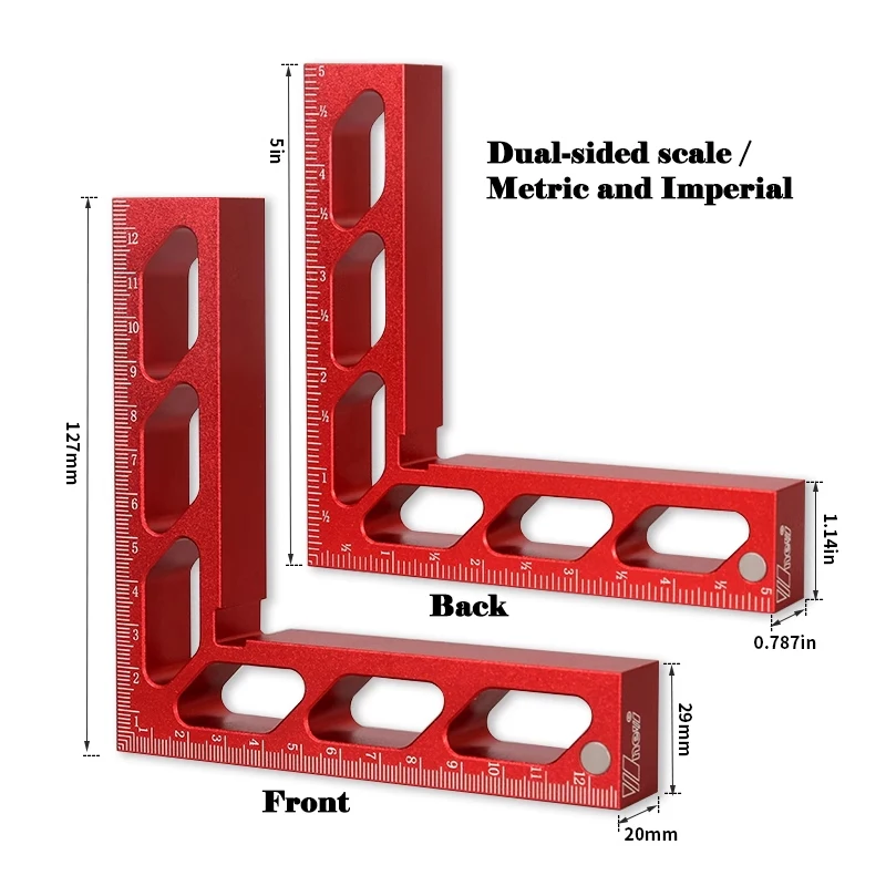 Height Ruler Positioning L Block Aluminum  W/ Scale Woodworking Clamp  Fixture Tools Positioning Square Right Angle Clamp