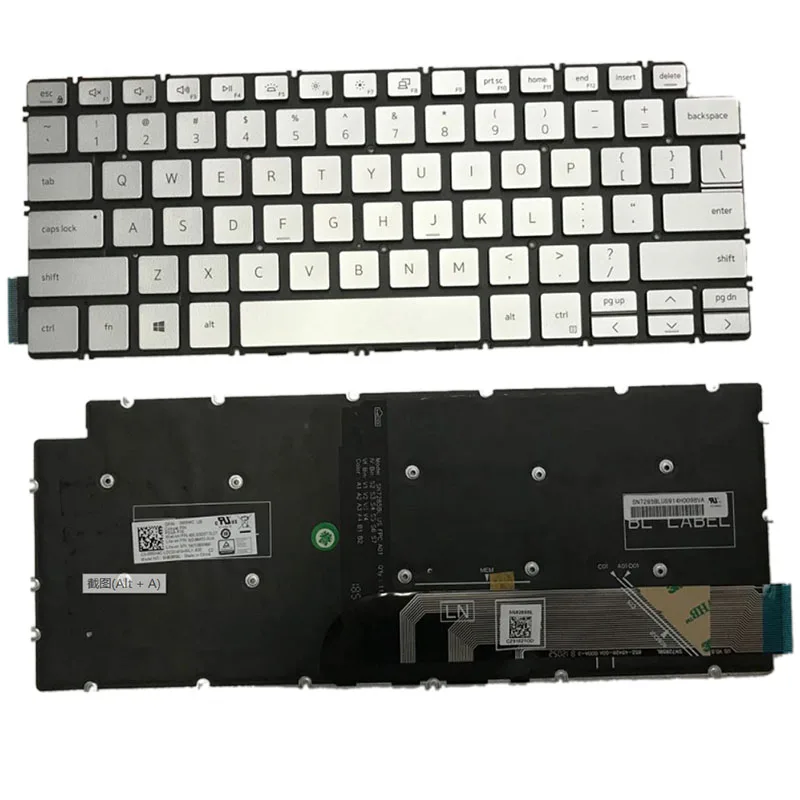 Nowy US AZERTY podświetlany dla Dell Inspiron 14-7491 7490 5490 5493 5498 13-7391 5390 5391 Vostro 3590 klawiatura laptopa srebrny czarny