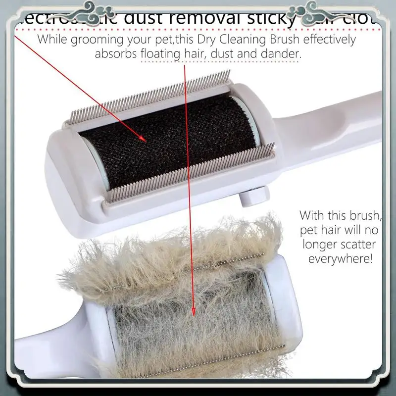 Escova durável da limpeza a seco do animal de estimação para gatos de cabelos curtos ou longos, escova de cabelo do gato, escova pegajosa do gato para derramar e aliciar branco d