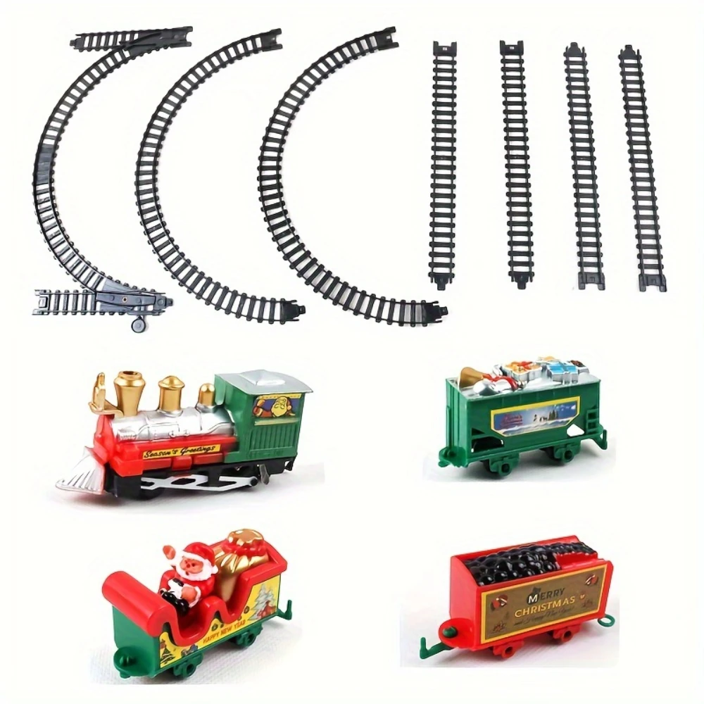 WizKidz Kerst elektrische treinset - Realistisch spoorwegspeelgoed Batterij-aangedreven Kerstman Treinset Woondecoratie Feestplezier