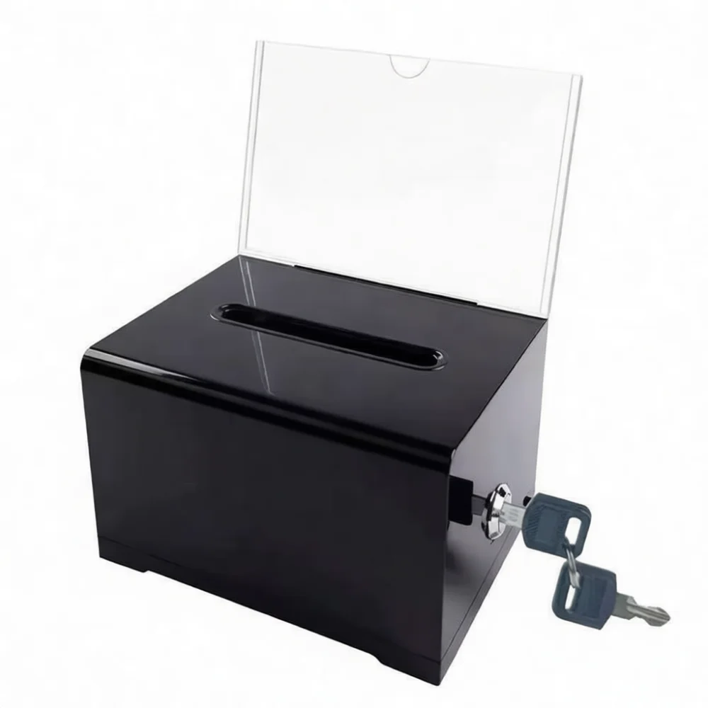 Security Card Organizer Box Transparent Acrylic Holder Desktop Display Case For Business Name Cards Office Supplies