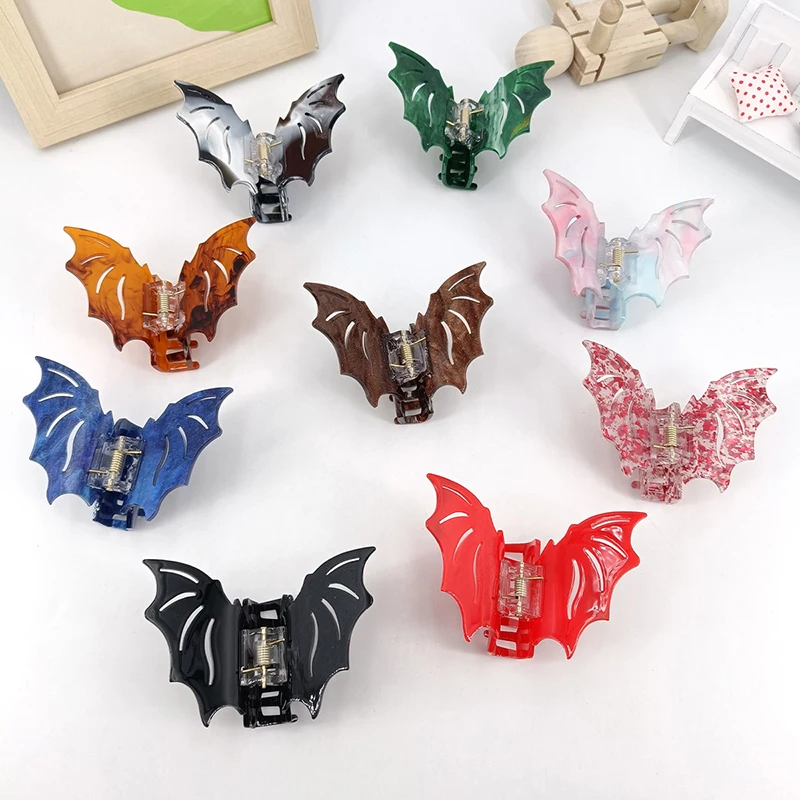 Halloween Bat Claw Clip Gothic Shark Clip Y2k Bat Wing Hair Claw Korean Style Crab Clip Bat Hairpin For Women Girls