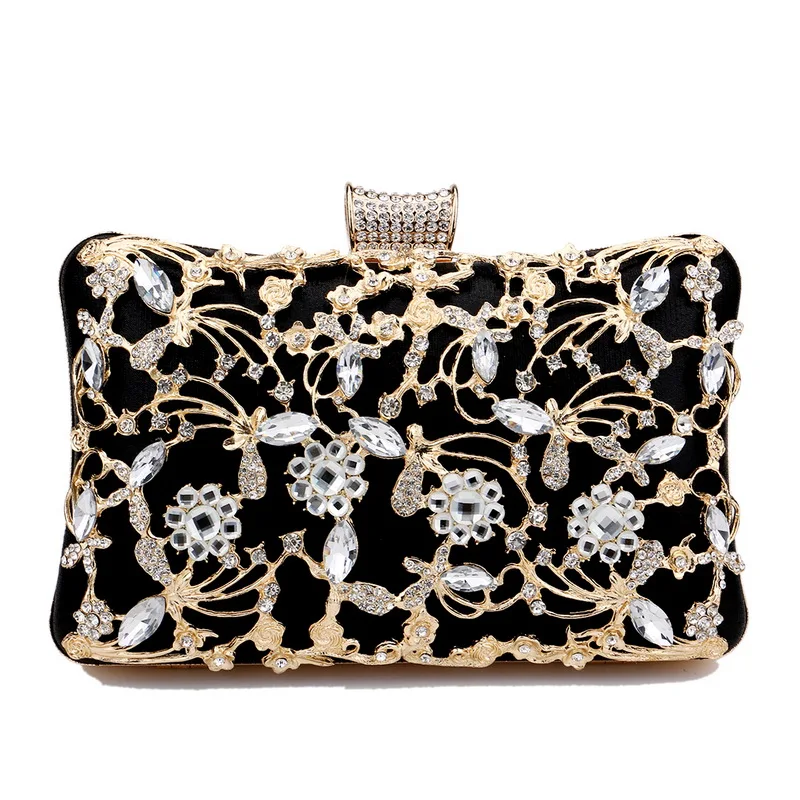 Borse da sera da donna in stile scavato pochette da festa di nozze con paillettes borsa da donna con tracolla a catena piccola