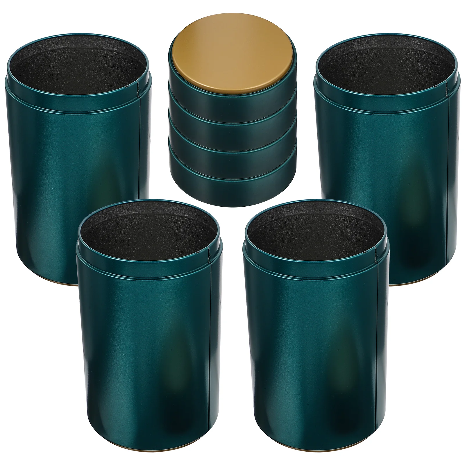 4 قطع من جرة الهدايا المعدنية المحمولة مع أغطية منظم الشاي وصفيح الأوراق السائبة