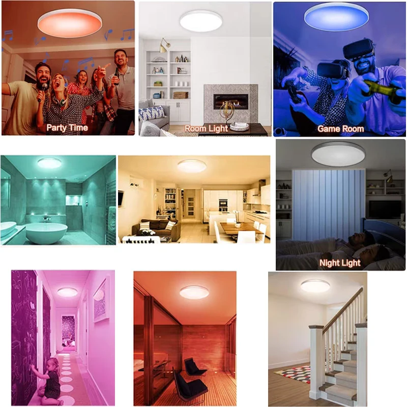 Smart LED Ceiling Lamps Bluetooth APP Control Ceiling Light 110-265V Dimming RGB Panel Light Ceiling Lamp Bedroom Light Fixture