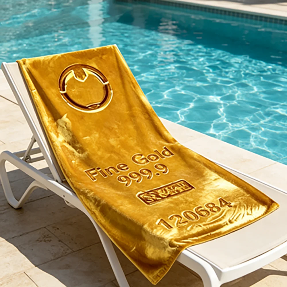 D-Delta Action Gold Bar Large Beach Towel - Absorbent Quick-Dry Soft Towel for Fitness Swimming at the Beach